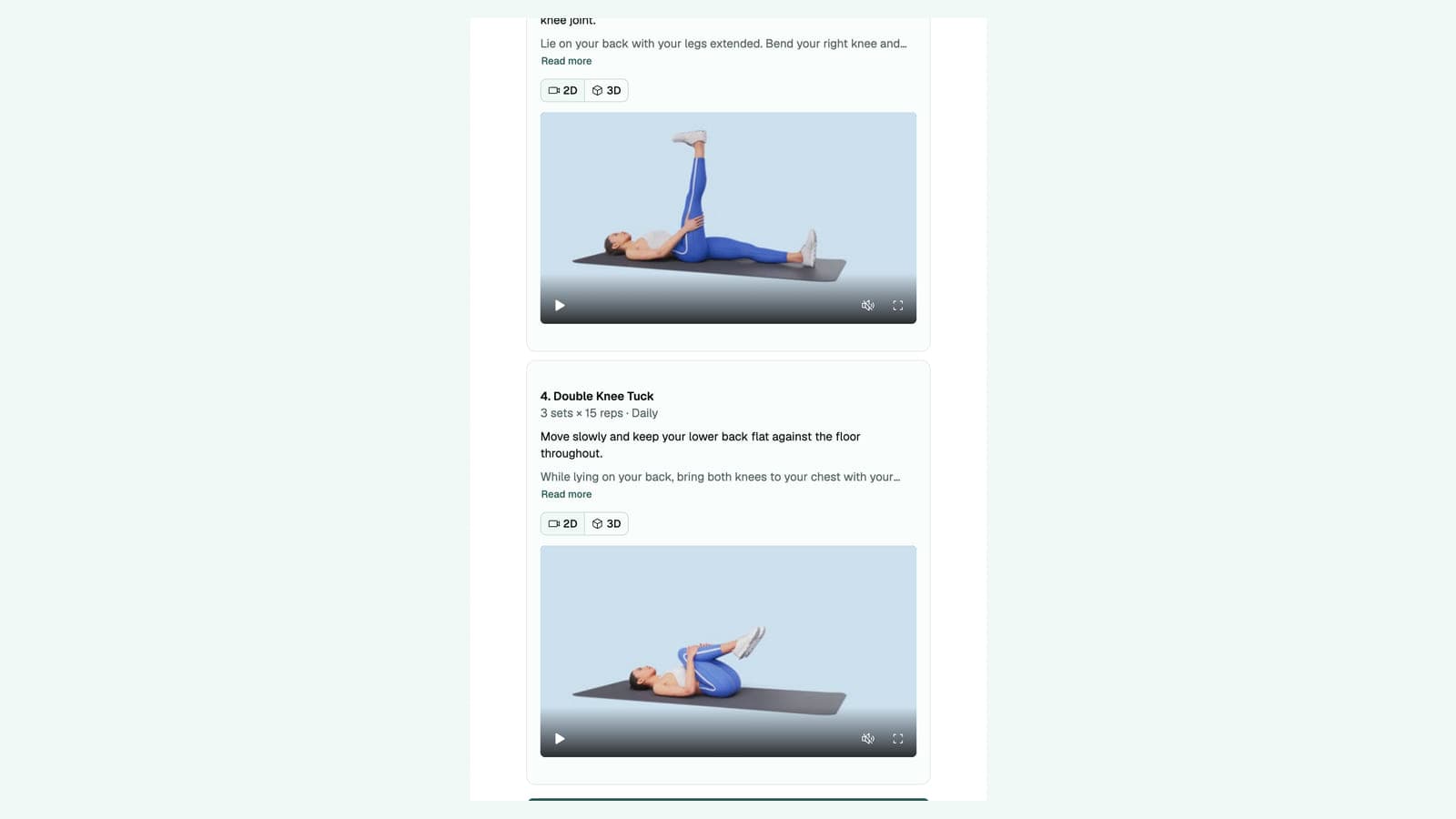 A patient marking an exercise session as done